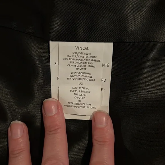 Vince Silver Fox Fur Vest.  Single clasp.  Mint condition. Retail $1,499. - Picture 5 of 8